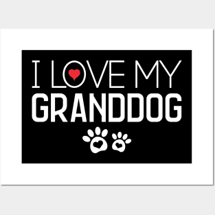 I Love My GrandDog Paw Prints Posters and Art